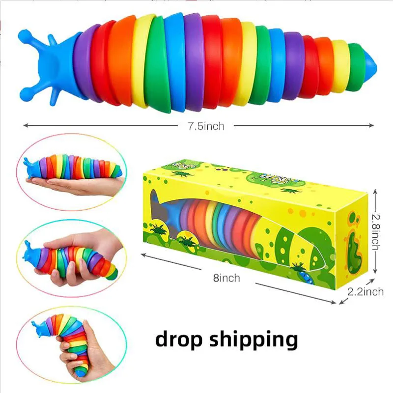 

1Pcs Children's Decompression Toy Slug Snail Fun Toy Slug Caterpillar Puzzle Trick Simulation Decompression Vent Toy ZC