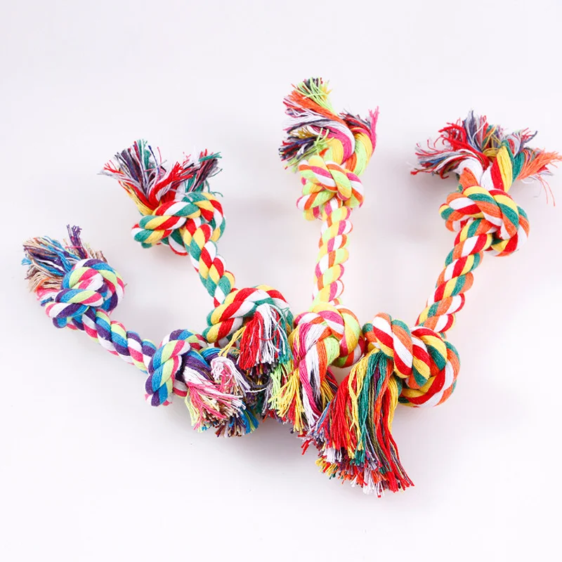 

1 Pcs Colorful Pets Dogs Durable Braided Bone Rope Puppy Cotton Chew Knot Toy Pet Molar Teeth Cleaning Supplies 4 Sizes