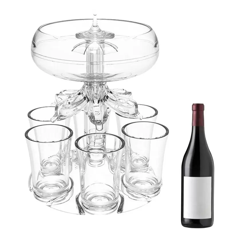 

Clear 6 Shot Glass Dispenser And Holder Set Liquor Bier Whisky Dispenser Holder For Bar Home Picnic Festival Party Supplies
