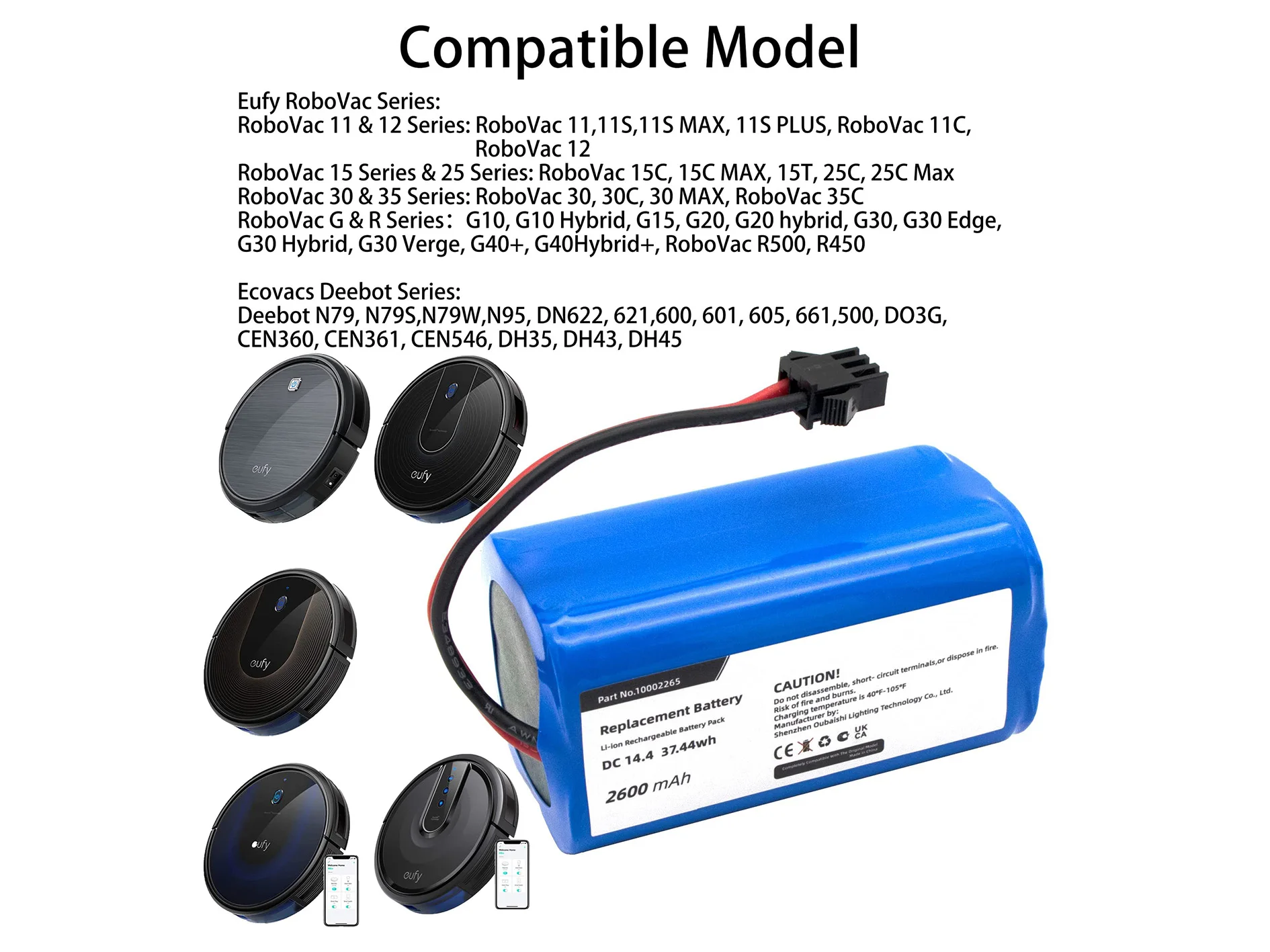 Батарея для Ecovacs CEN360 CEN361 Deebot CEN546 N79 N79S DH35 DH43