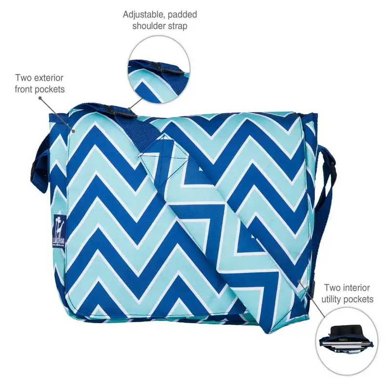 Perfect Chevron Blue 13-Inch Kids Messenger Bag, Ideal for School & Traveling for Girls