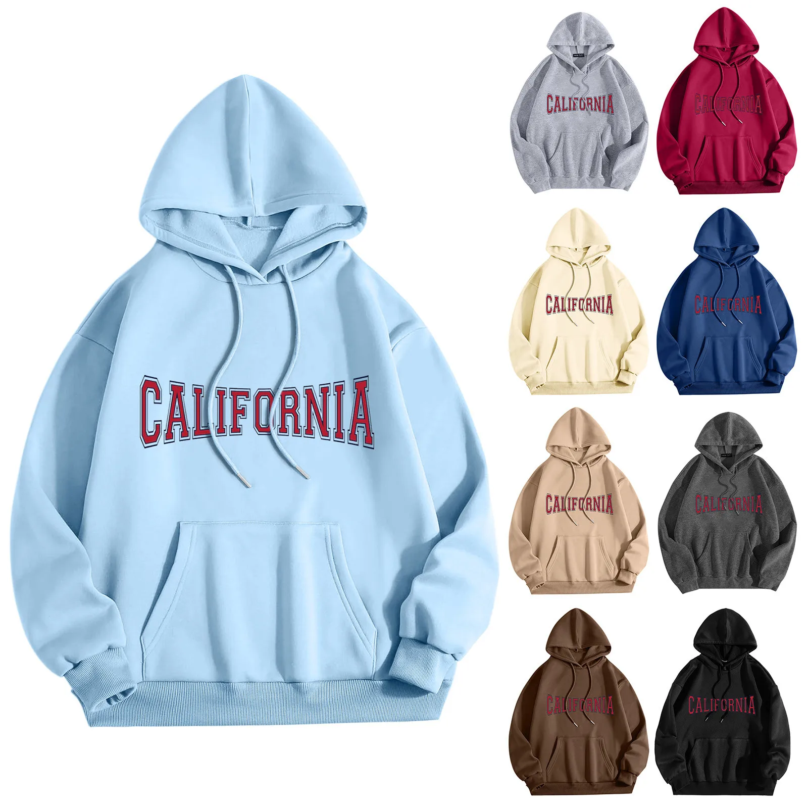 

California Letter Print Pullover Hoodies Women Fashion Casual Tracksuit Autumn Winter Streetwear Sweatshirt Harajuku Clothes Y2k
