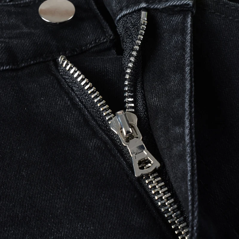 Fashion Streetwear Men Jeans Retro Black Elastic Stretch Skinny Ripped Jeans Men Stars Patch Designer Hip Hop Brand Pants Hombre