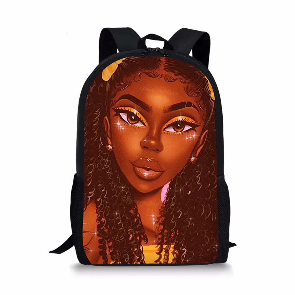 Advocator Printed African Girls Lunch Bag Cartoon Girls Portable Thermal Food Picnic Bags for School Kids Boys Lunch Box Tote