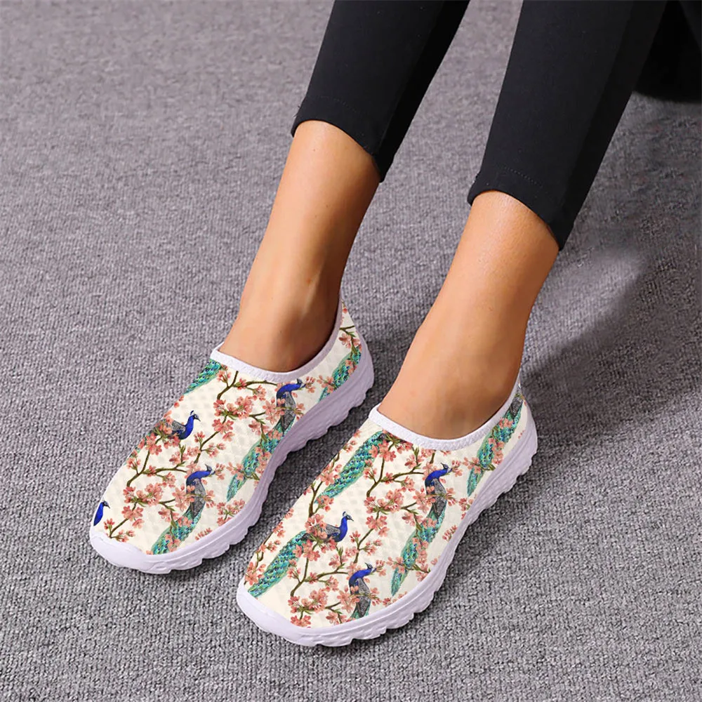 

Brand Design Women Spring Autumn Beautiful Peacock Pattern Sport Shoes Non-slip Dirt Resistant Casual Sneakers Work Footwear DIY