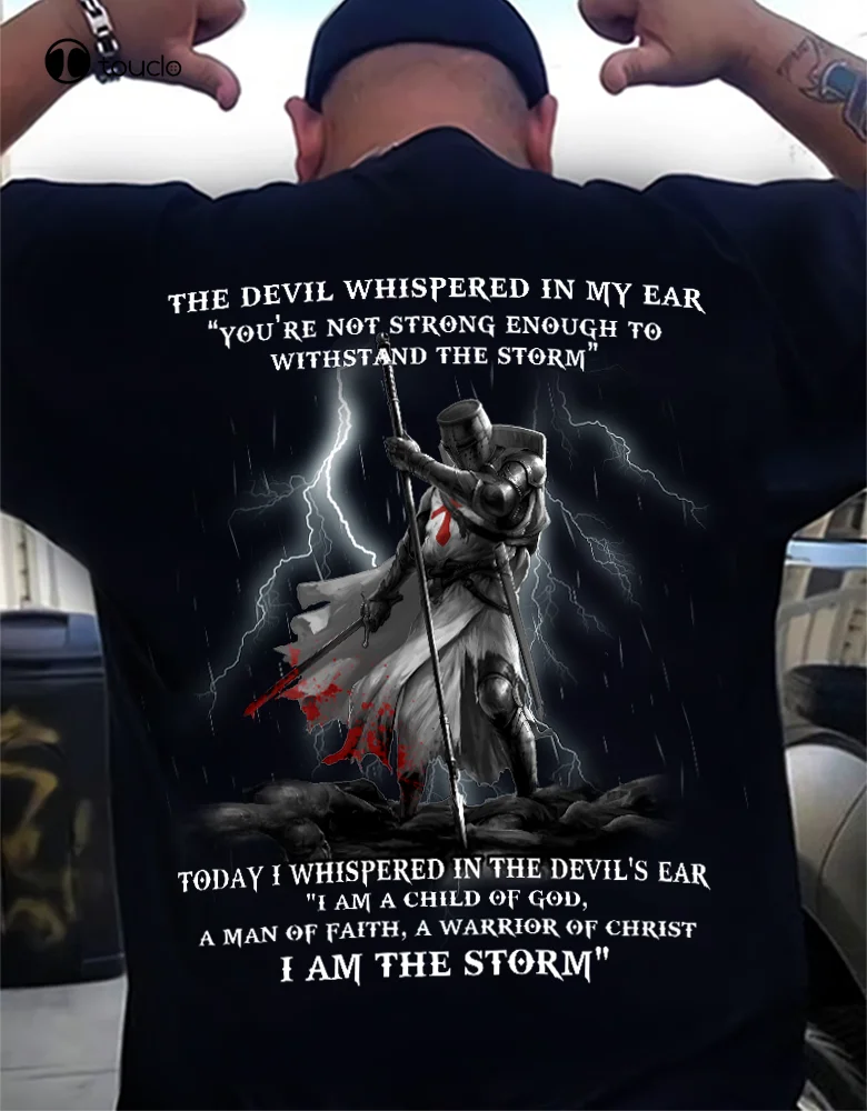 

Christ Warrior T-Shirt Backside I Am The Storm Jesus Warrior Unisex Tee Tee Shirt Custom aldult Teen unisex fashion funny new