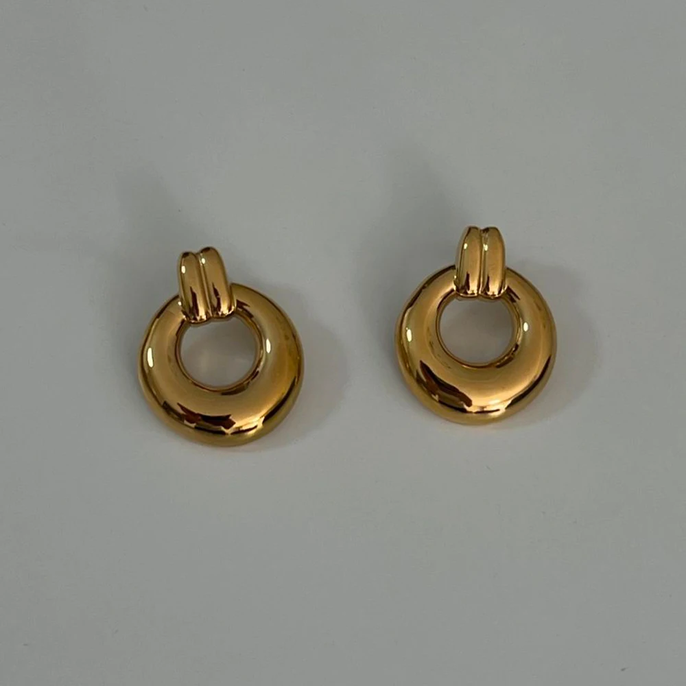 Модные глянцевые полые круглые массивные серьги-гвоздики для женщин из