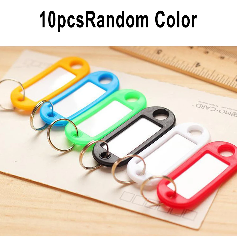 

10pcs Multi-color Keychain Key ID Label Tags Luggage ID Tags Hotel Number Classification Card With Key Rings Keychain