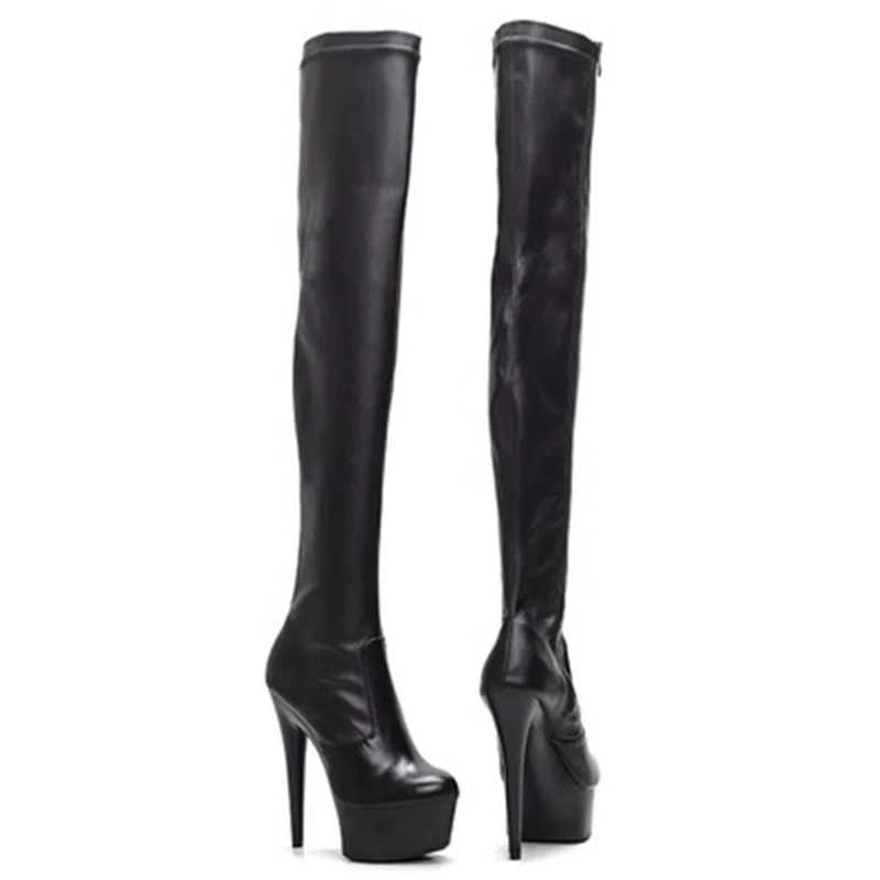 

LAIJIANJINXIA 15cm High-Heeled Shoes Strap Tall Boots Platform Clubbing Exotic Dancer Boots Sexy Womens Gladiator Dance Shoes