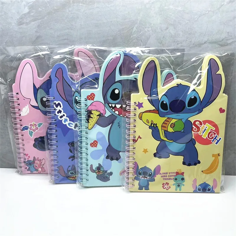 Новый блокнот с катушкой в стиле аниме Disney Stitch портативный Kawaii ежедневные