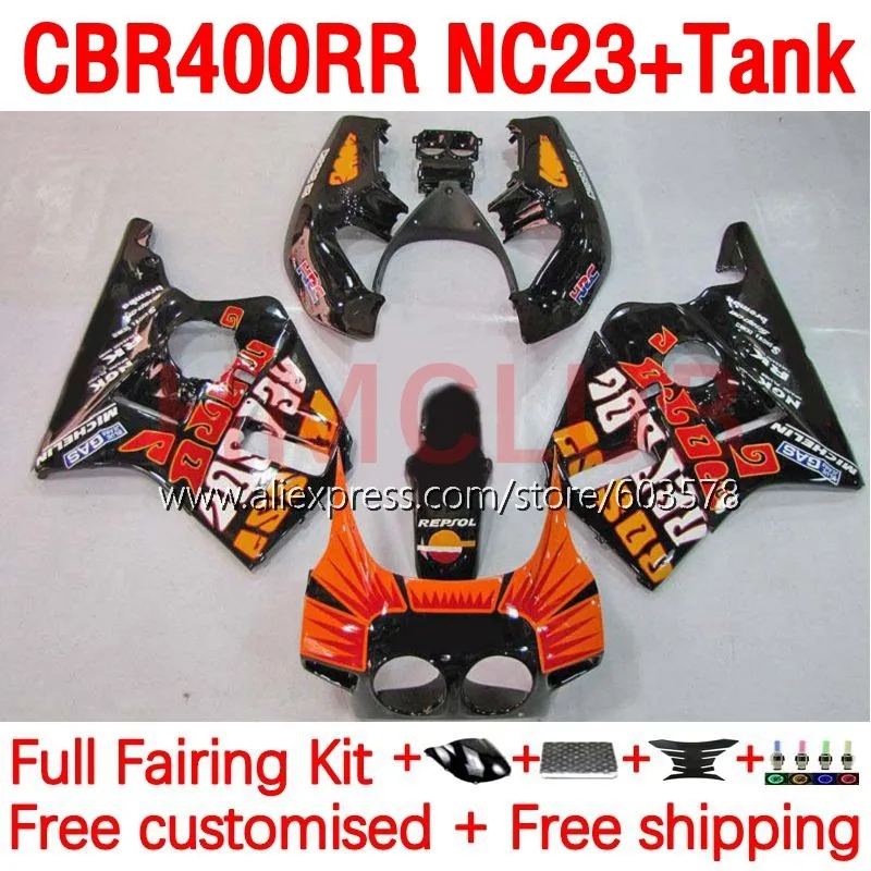 

Body +Tank For HONDA CBR400RR NC23 CBR 400RR 88-89 Bodywork respol orange CBR400 400 RR CC 88 89 1988 1989 Fairings Kit 196No.15