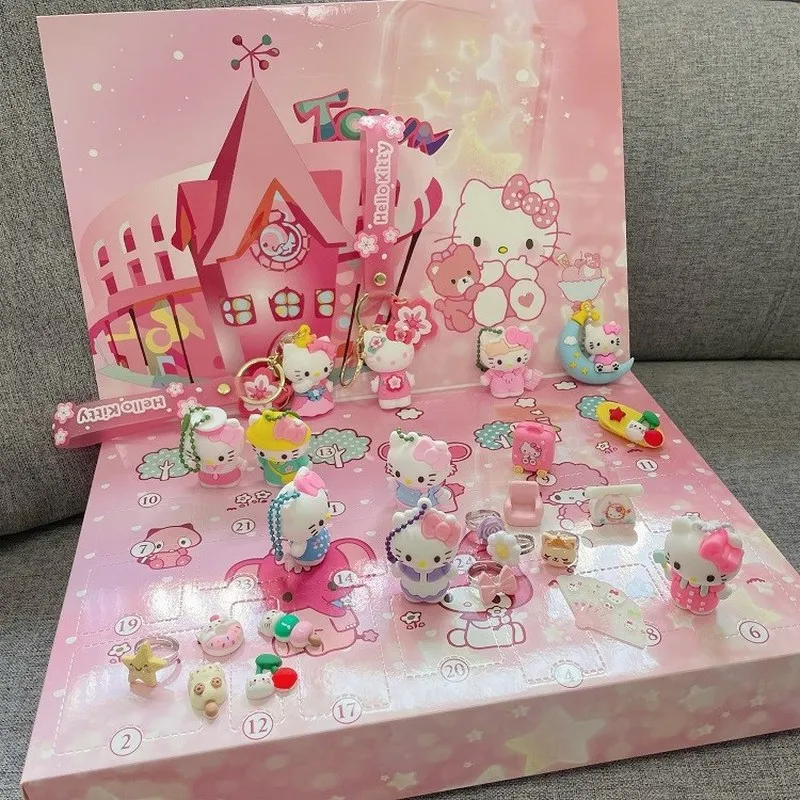 24 шт. Kawaii Sanrio Hello Kitty Рождественский адвент-календарь случайные аниме-фигурки