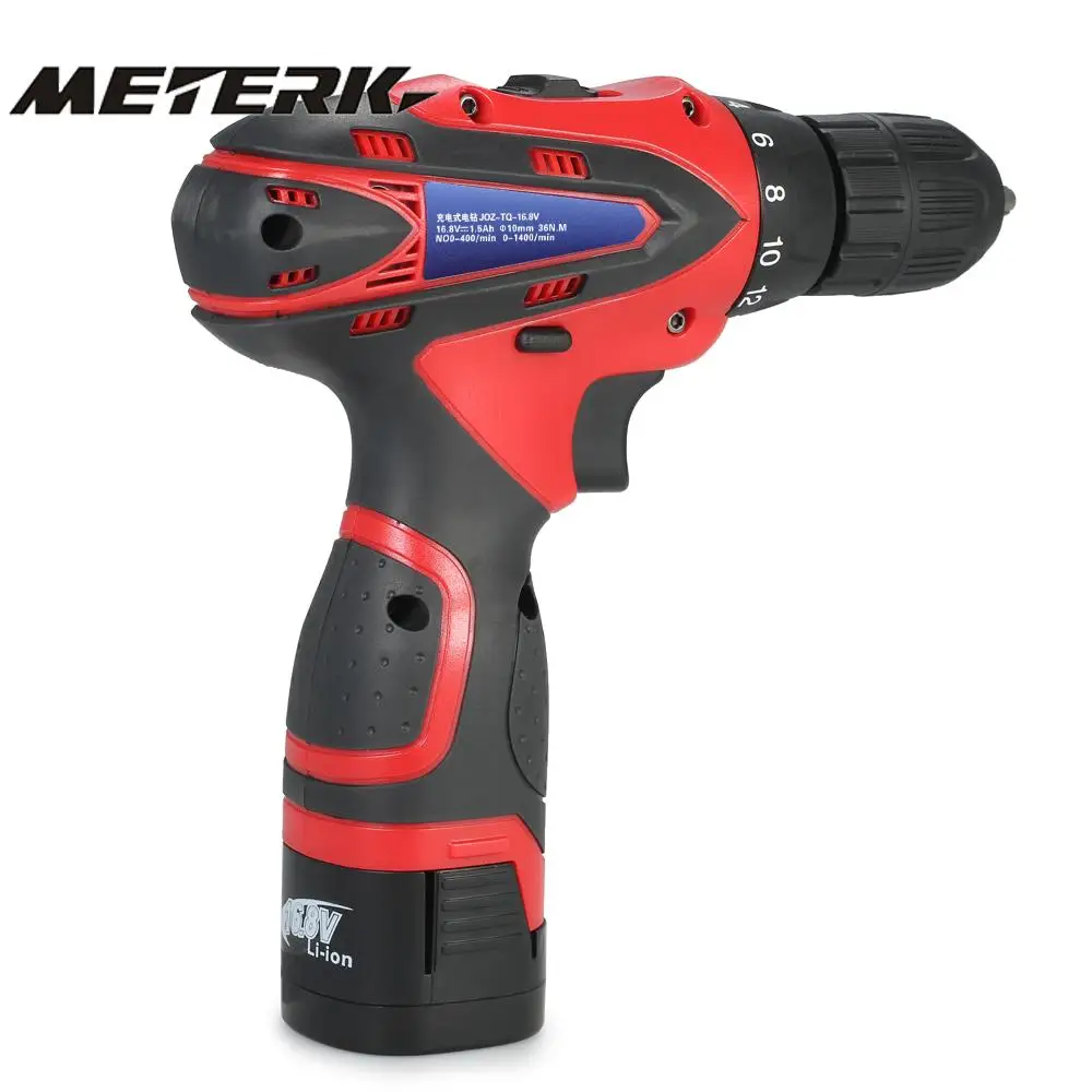 

16.8V Lithium-Ion Two-speed Multi-functional Electric Cordless Drill Rechargeable Screwdriver with LED Light