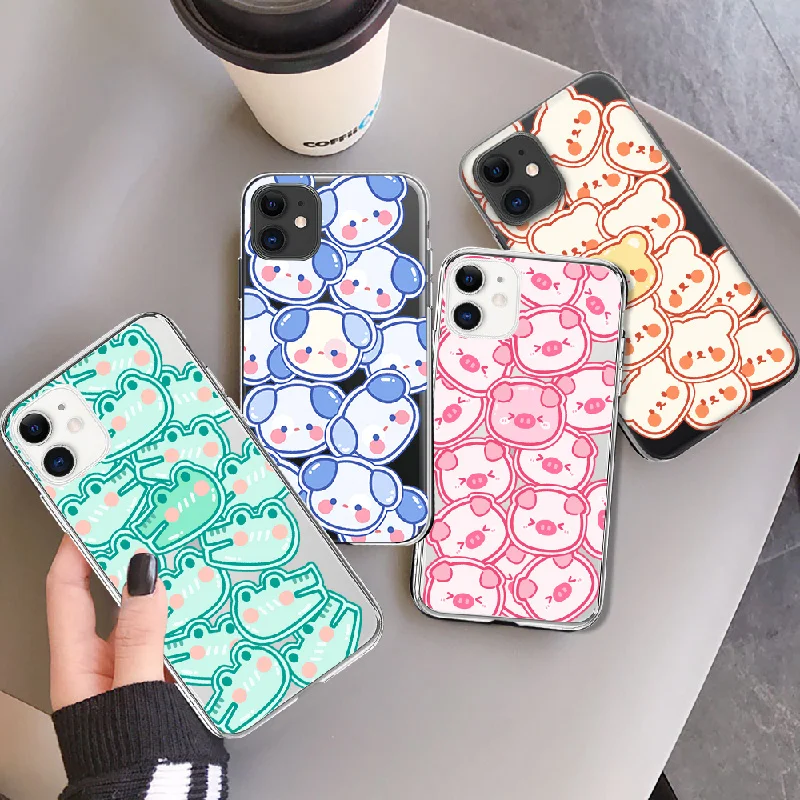 Чехол для телефона с милым мультяшным портретом iPhone 11 12 13 Pro Max X XS XR 7 8 Plus SE2020 мягкий