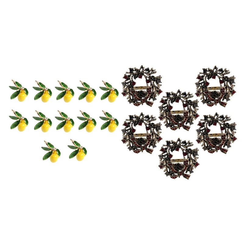 

18 Pcs Christmas Wreath Napkin Rings Metal Napkin Buckle Napkin Holder 4.3X4.3Cm & 4.8X3.5Cm