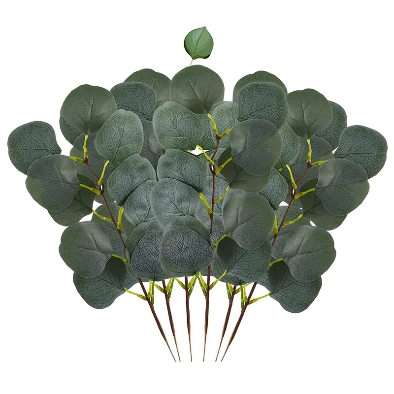 

10 Pcs Fall Fake Eucalyptus Leaves Stems Artificial Oval Eucalyptus Leaves Branches Fall Fake Fall Leaves For Home Decor