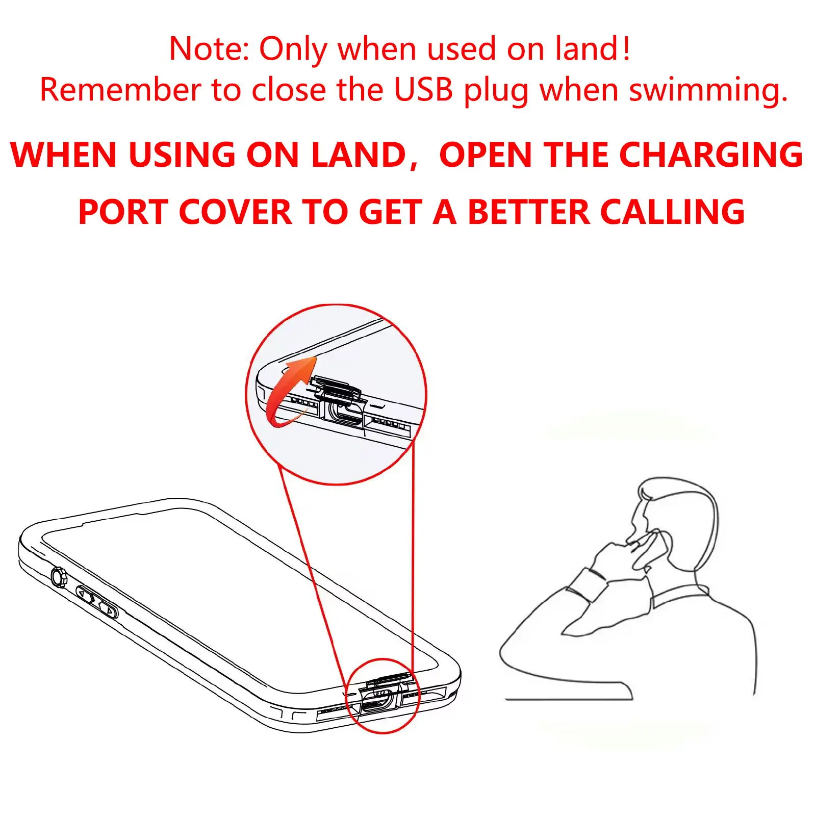 2024 Водонепроницаемый Чехол IP68 для iPhone 15 Pro Max Plus Беспроводная зарядка поддержка