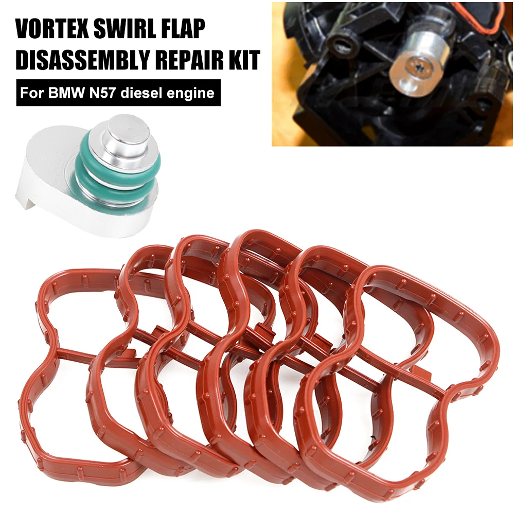 

Car Swirl Flap Blank Bung Flaps Removal Plug With 6 Gaskets For BMW N57 N57S E90 E91 E92 E93 F07 F10 F11 Repair Kit Accessories
