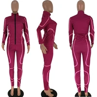 hm6169 womens casual two piece autumn and winter new fashion long sleeve zipper jacket trousers sports suit women