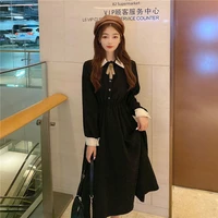 2022 spring sweet vintage bow knot woman dresses student korean fashion all match midi dress harajuku elegant party clothing red