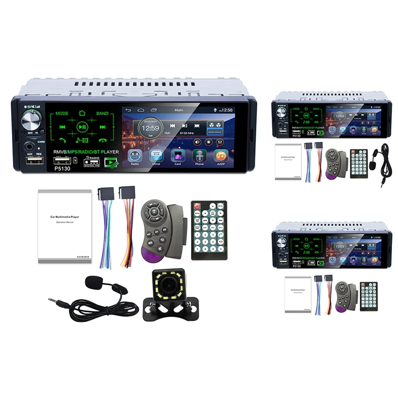 

Автомагнитола P5130, mp5-плеер, 1 Din, Авторадио с сенсорным экраном 4,1 дюйма, стереопроигрыватель для автомобиля, Bluetooth, RDS
