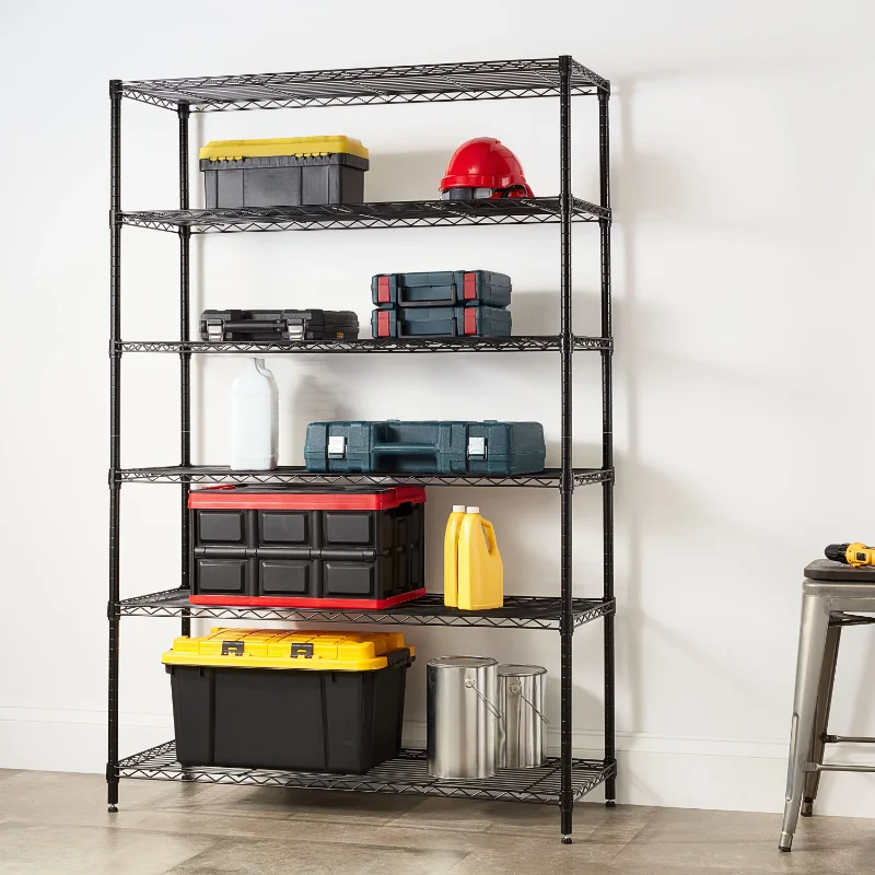 

Hyper Tough 6 Tier Wire Shelf Unit 18"x47.7"x72" Black, Capacity 2100 lbs