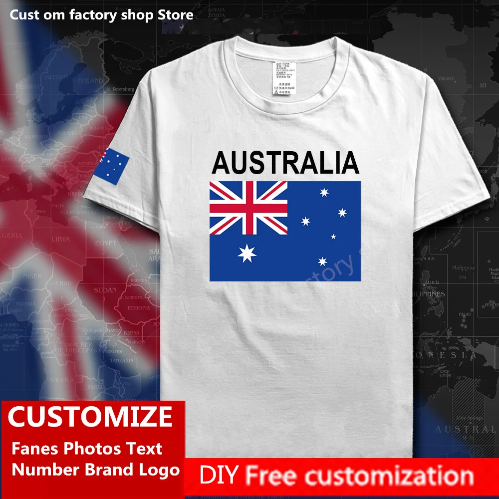 

AUSTRALIA T shirt Custom Jersey Fans Name Number Brand LOGO Cotton Tshirt High Street Fashion Hip Hop Loose Casual T-shirt