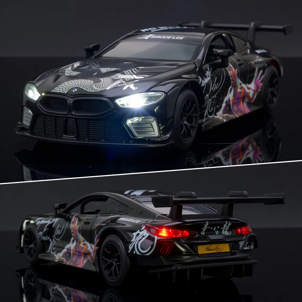 Металлическая модель автомобиля BMW M8 GTE Bruce Lee Supercar в масштабе 1:32, литая под давлением, со звуком и светом, игрушка для детей (art.: 3920d8dcdbac2) - 3920d8dcdbac2