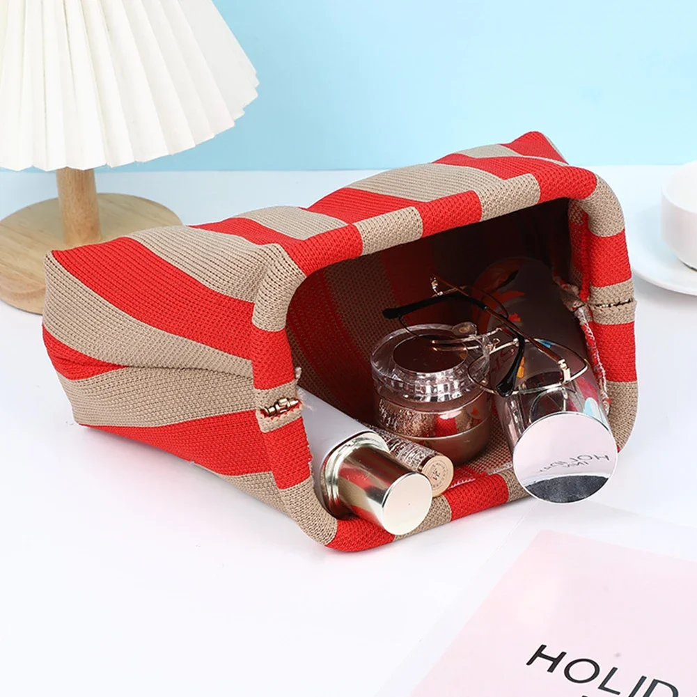 Женский Вязаный Клатч Trikotaj Контрастных Цветов Полосатая Сумка Из Мягкой