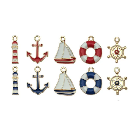 Эмалевые подвески "Ocean Series", набор из 10 штук