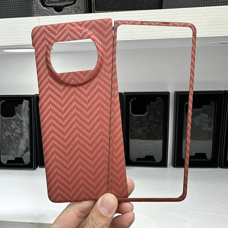 

Real Genuine Carbon Fiber Case For Huawei Mate X3 MateX3 Matte M Style Ultra Thin Aramid Fiber Anti-Fingerprint Cover Orange