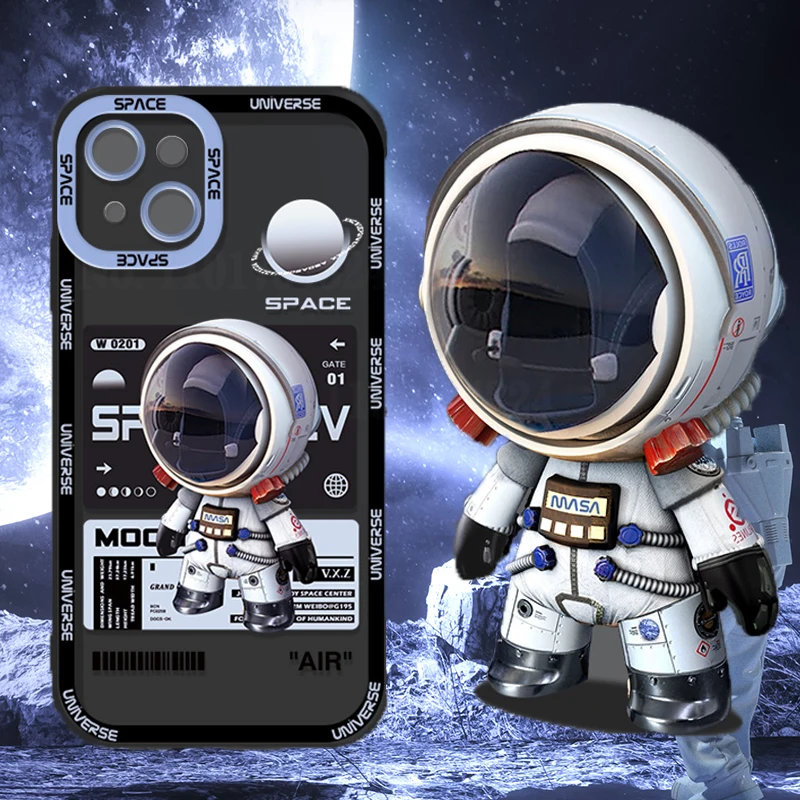 

Luxury Cartoon Astronaut Phone Case For iPhone 11 12 13 Pro Max XS XR X 6 6S 7 8 Plus SE 2020 2022 Shockproof Back Cover