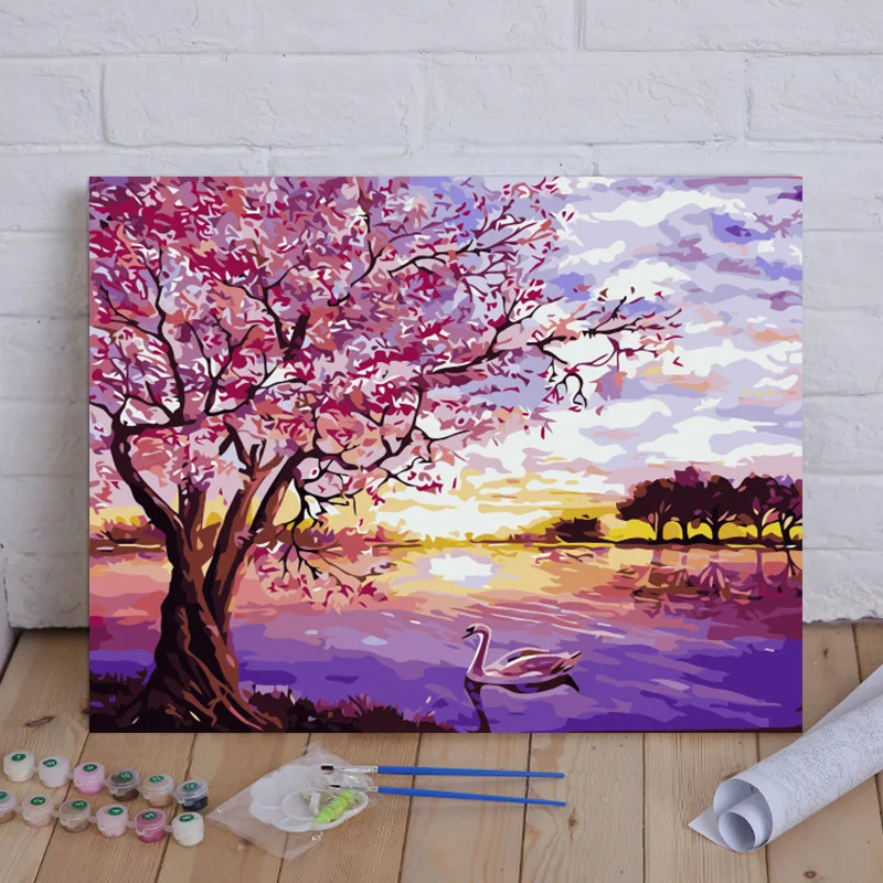 

2267Ann-Tulip diy Цифровая картина маслом, картина маслом, Акриловая картина с цветами, взрыв, ручная работа, пейзаж, живопись