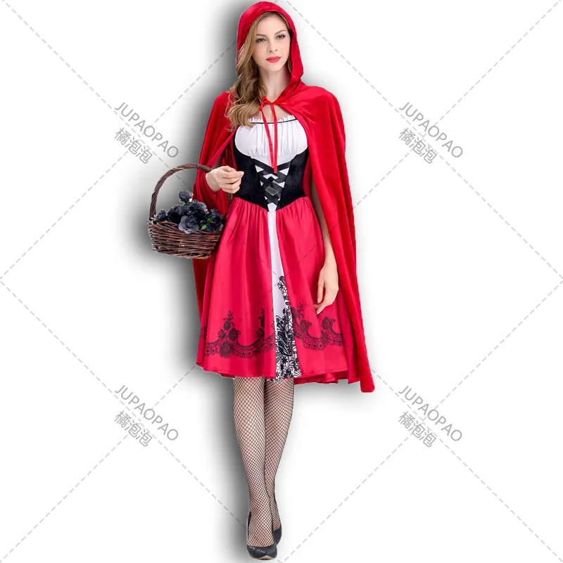

Новинка 2023, костюм с красным капюшоном для верховой езды, костюм королевы замка, униформа для косплея на Хэллоуин, костюм для ролевых игр для взрослых, Детский костюм на день