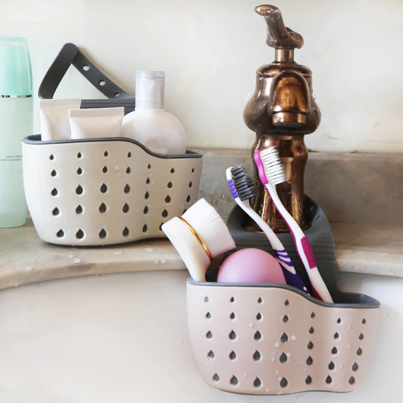 

Home Storage Drain Basket Kitchen Sink Holder Adjustable Soap Sponge Shlf Hanging Drain Basket Bag Kitchen Accessories