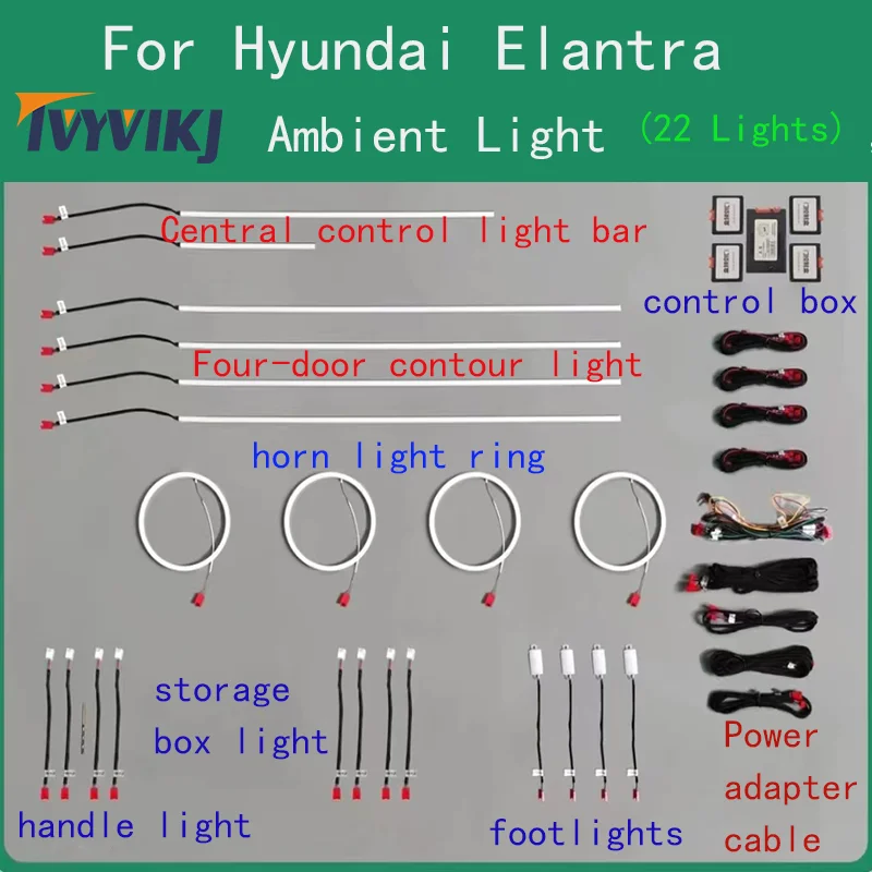 

TVYVIKJ для Hyundai Elantra 64-цветный светодиодный окружающий светильник + кольцо для освесветильник, оригинальный контроль экрана автомобиля + управ...
