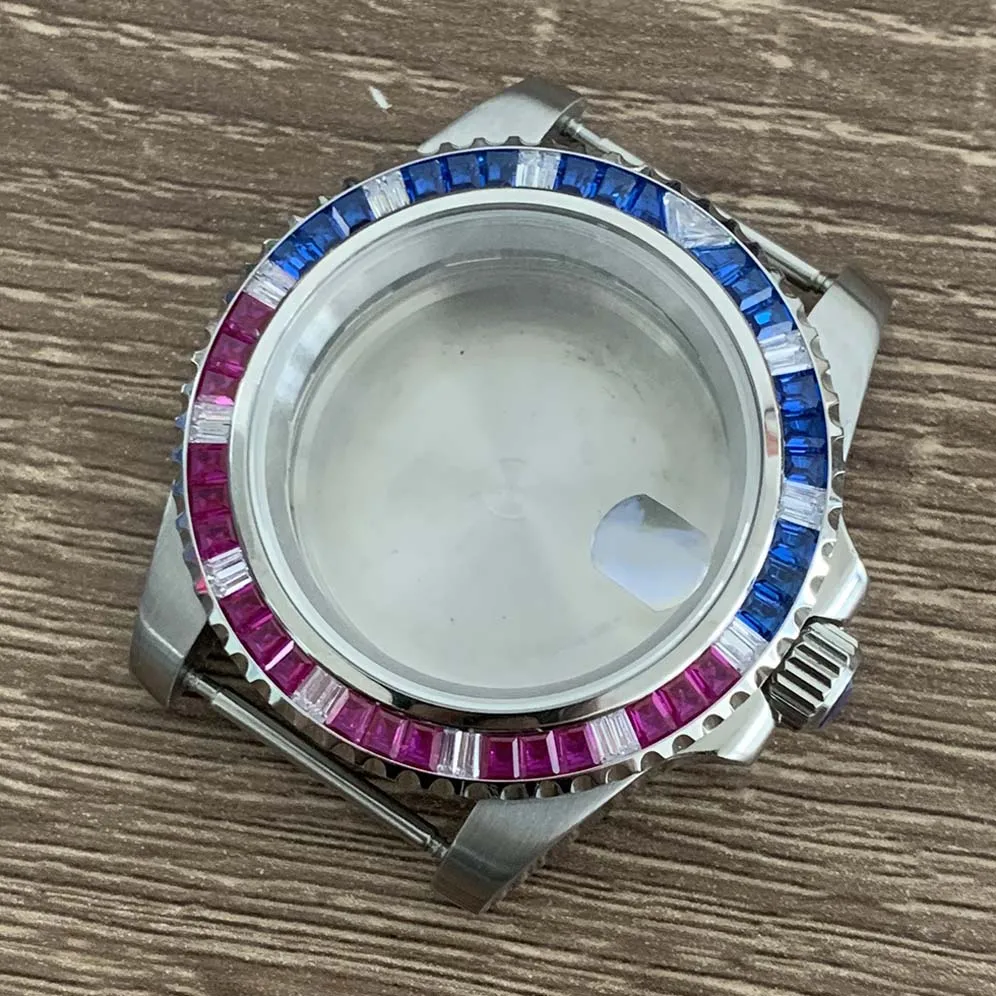 40mm Watch Case Fine Stainless Steel Case  Crystal Ring Sapphire Glass Fit  NH35 NH36 4R 7S Movement Modification Watch Case