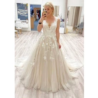 sexy a line beach wedding dress 2022 off the shoulder long wedding gowns lace appliques sleeveless boho country bridal dresses