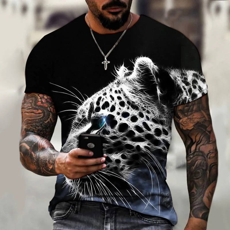 

Футболка мужская летняя с коротким рукавом и принтом льва