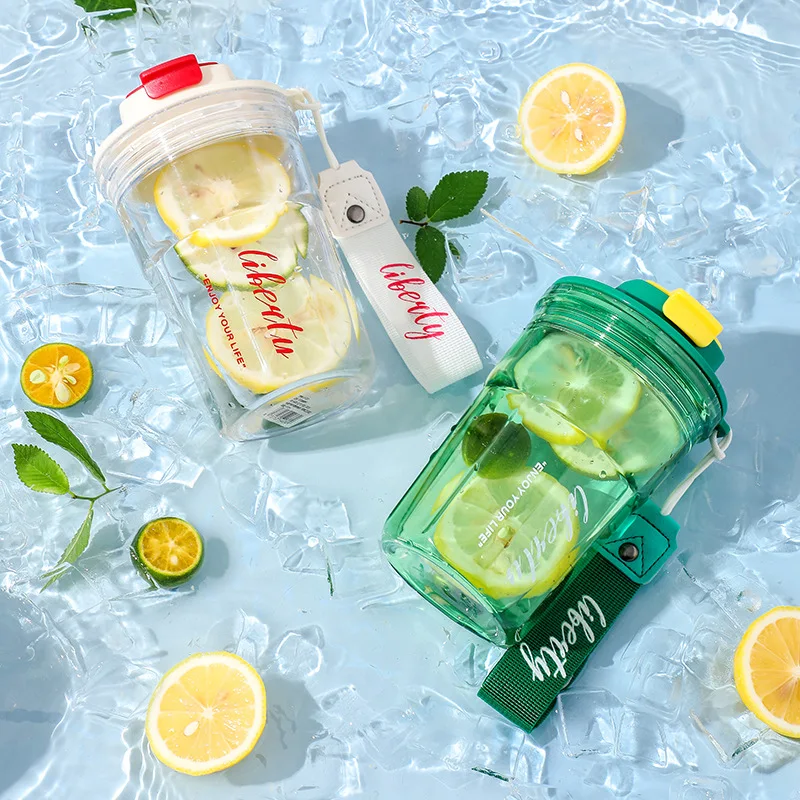 

Модная короткая кофейная чашка, модные прямые питьевые пластиковые чашки с веревкой, портативная офисная чашка для воды, бутылки для воды с ...