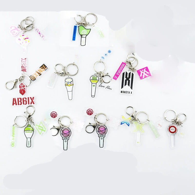 1pcs KPOP WJSN AB6IX IU IZONE Twice Stray Kids Mammamoo IZONE Got7 Acrylic Keychain Keyring Bag Acceccories Bag Pendant