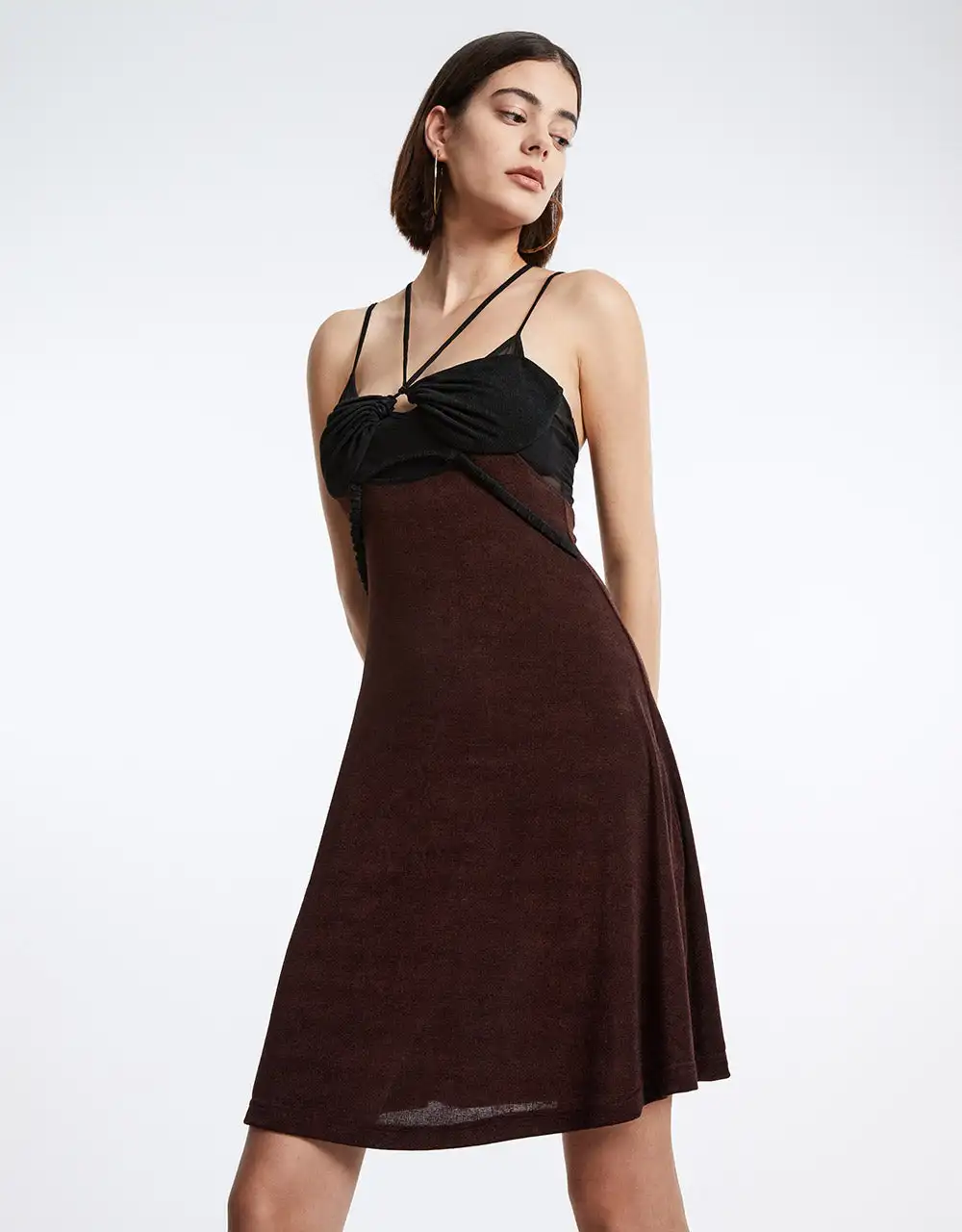 

Spliced Sheer Mesh Cami Dress