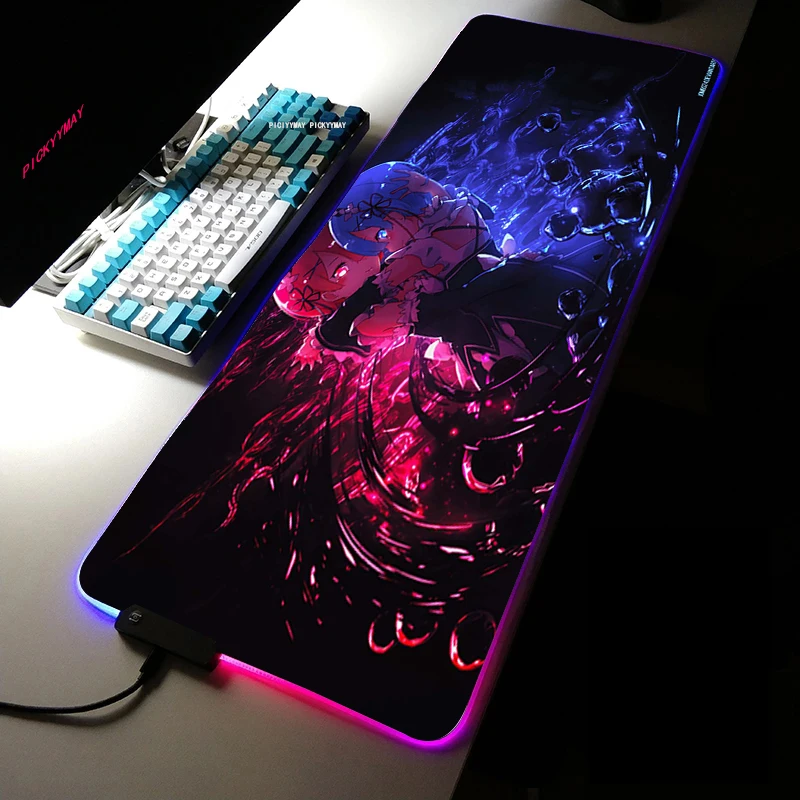 

Re Zero RGB Mousepad 900x400x3mm Cloud Gaming Mouse Pad Gamer Mat Computer Desk Padmouse Keyboard Colorful Locrkand Play Mats