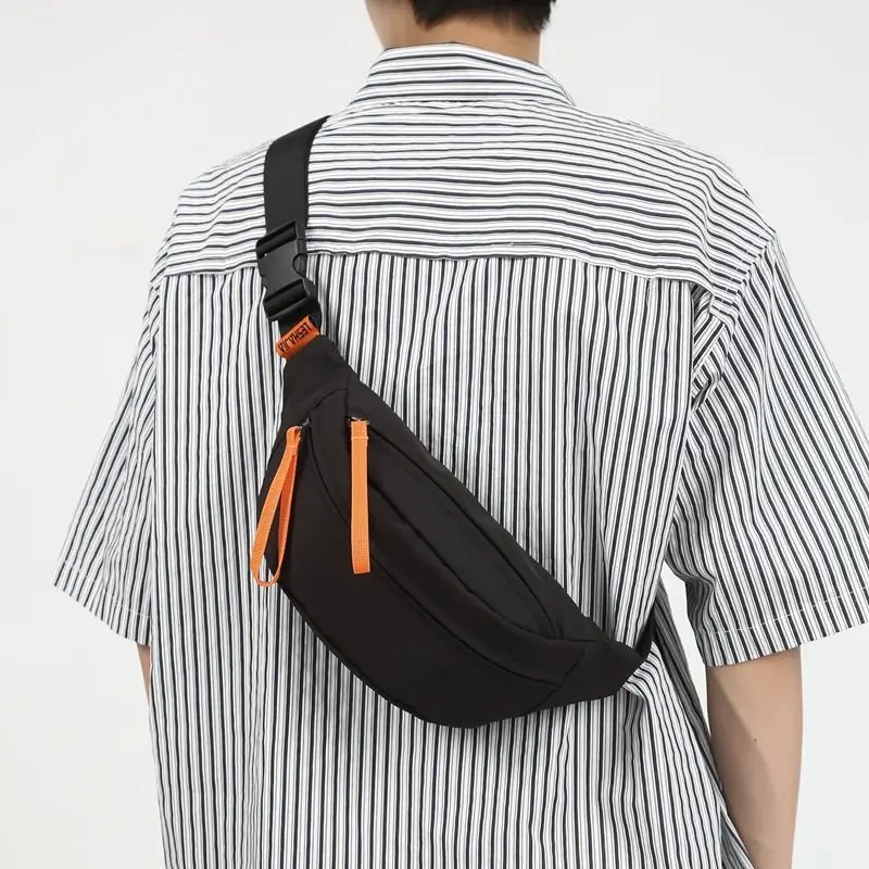 Men's Fashion Brand Sport Chest Bag  Japanese Style Simple Waist Bag Shoulder Bag Men's Canvas Casual Messenger Bag