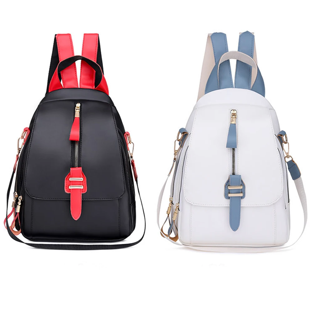 Korean Women's Backpack Fashion Casual Contrast Color Outdoor Backpack Lightening Dual-purpose Backpack Waterproof Black/White