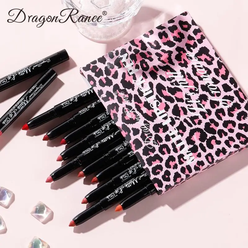 

12pcs Set Lipstick Pen Waterproof Lipstick Lipliner Pen Cosmetics Lip Liner Pencil Lip Contouring Leopard Lips Makeup Lip Tint