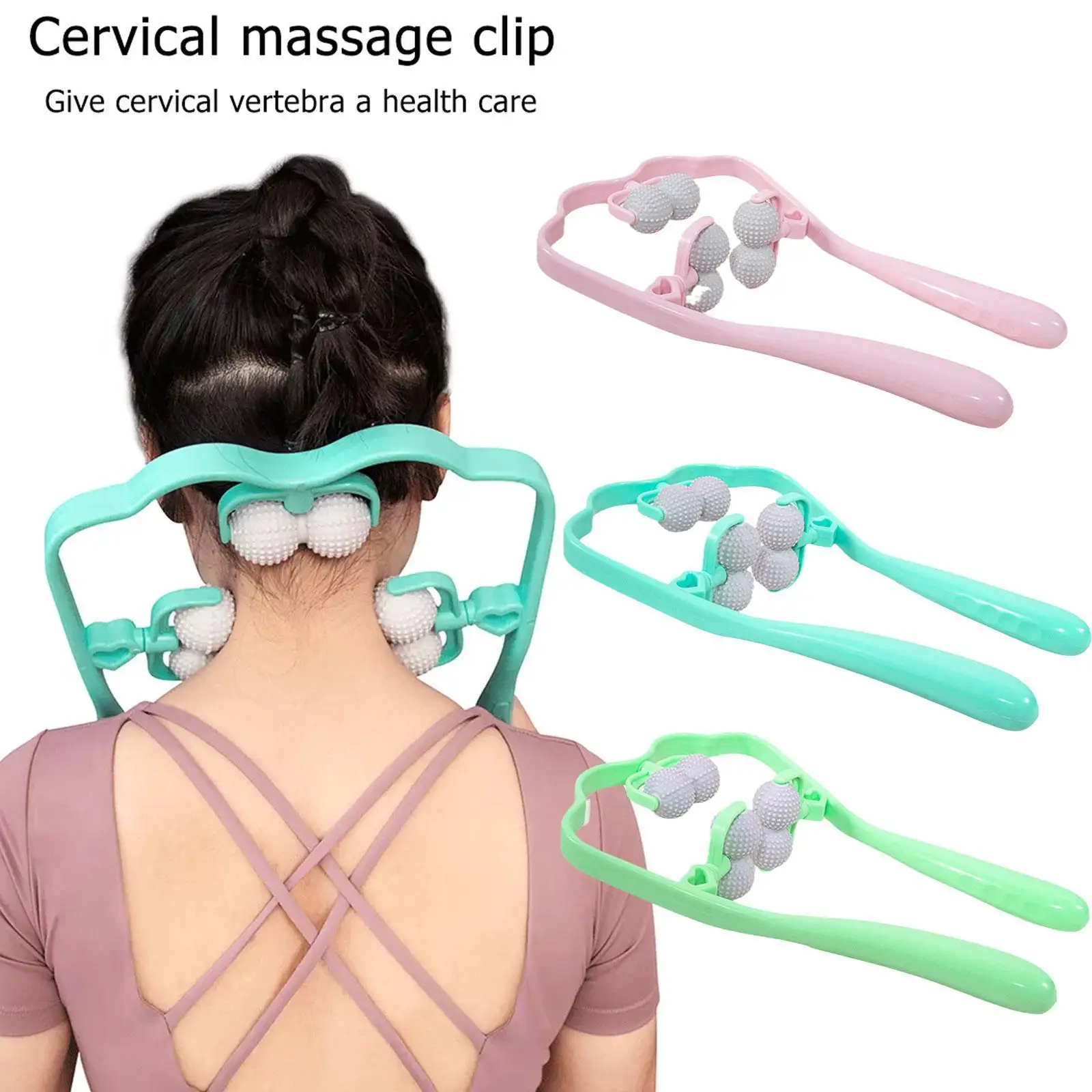 

Neck Massager Therapy Neck And Shoulder Dual Trigger Point Roller Self-Massage Tool Relieve Hand Pressure Deep Massage