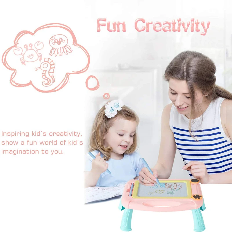 

Children Magnetic Colorful Bracket Drawing Board with Holder Stamps Graffiti Painting Toys for Boys Girls Early Learning Gifts