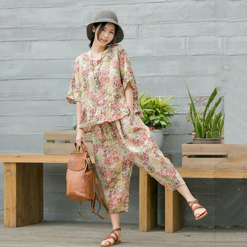 Женские костюмы большого размера модные тонкие свободные комплекты футболка с