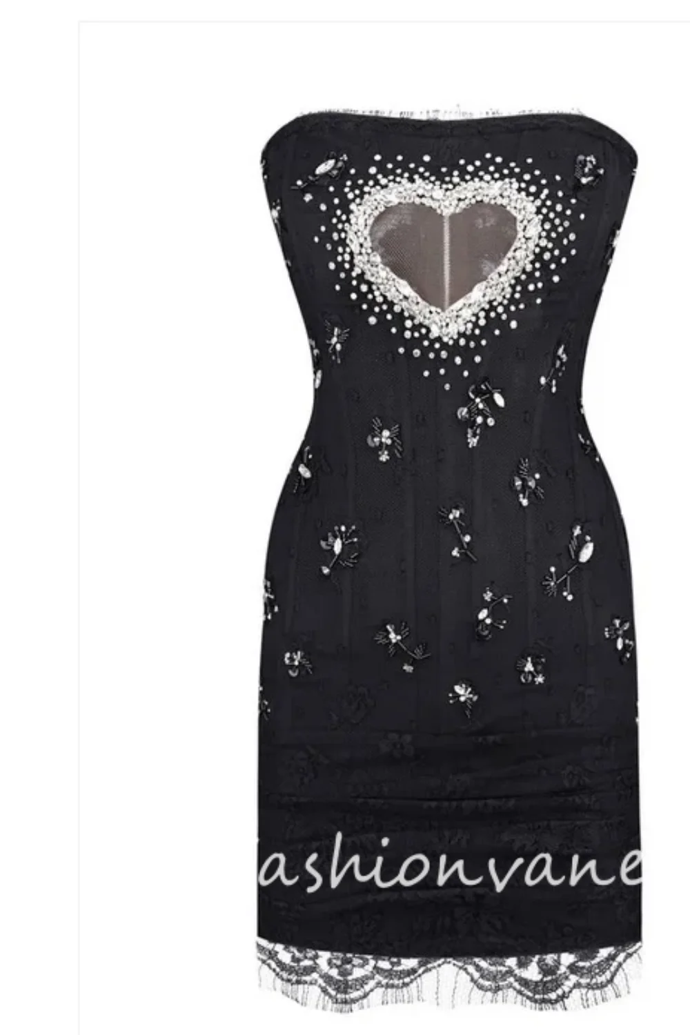Fashionvane 2024 индивидуальное платье-футляр без бретелек рукавов расшитое бисером